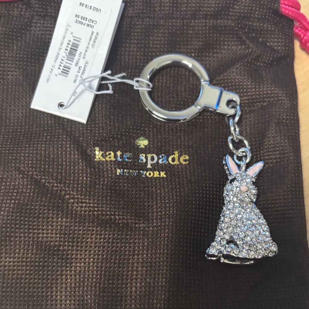 Kate Spade Silver Crystal Bunny Keychain